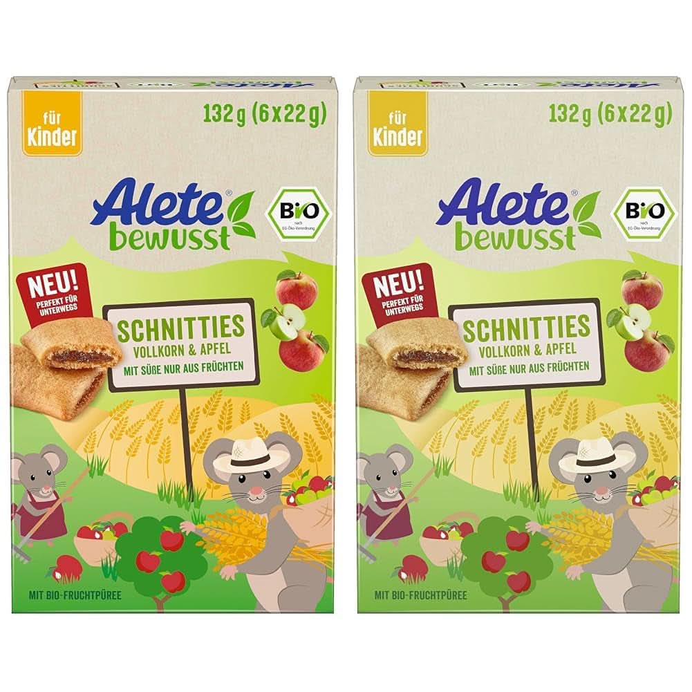 Alete Bio Schnitties cereale integrale si mere 6 X 22 grame Mama si Copilul Naty Shop 2 x 132 grame