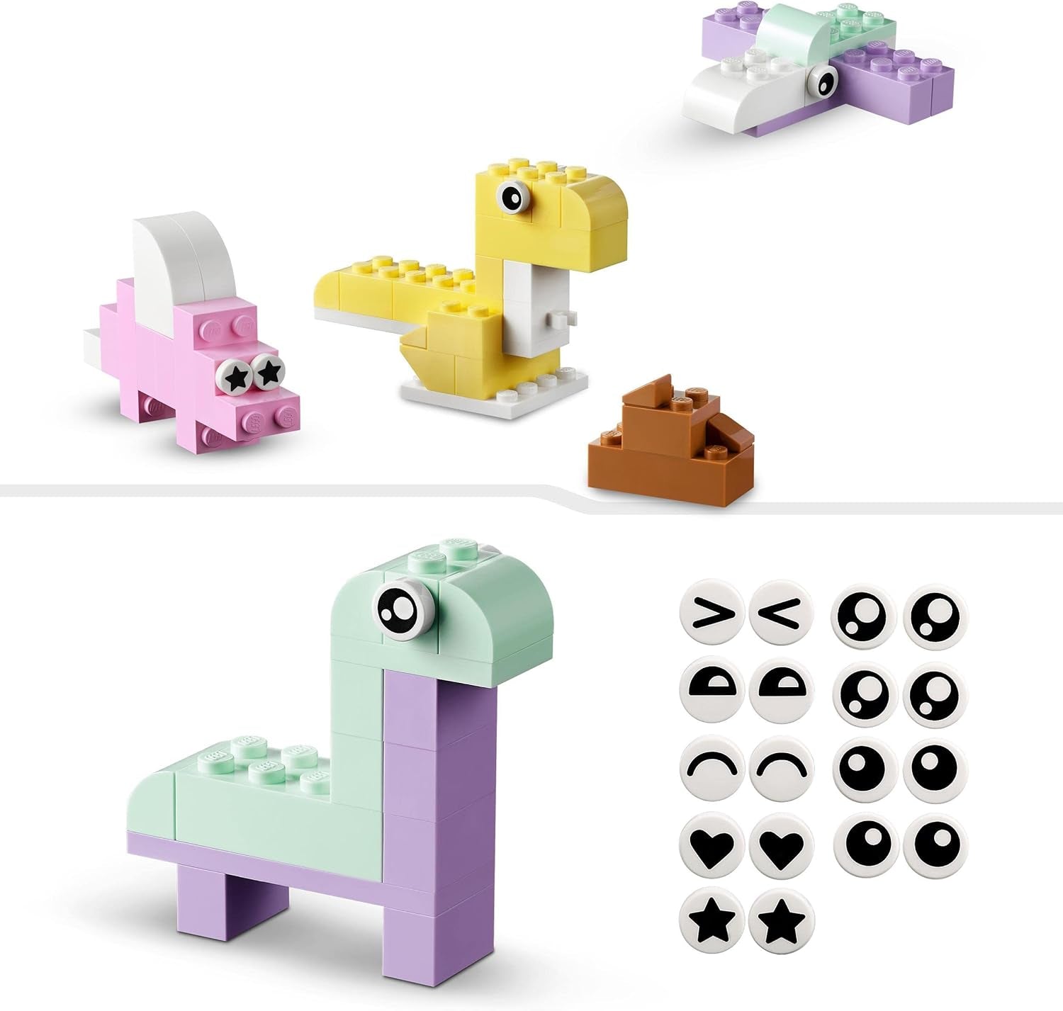 LEGO 11028 Classic Pastelová kreativní stavebnice Kostka, Stavebnice pro dívky a chlapce od 5 let s modely; zmrzlina, dinosaurus, kočka a další Stavebnice Besuche den LEGO-Store