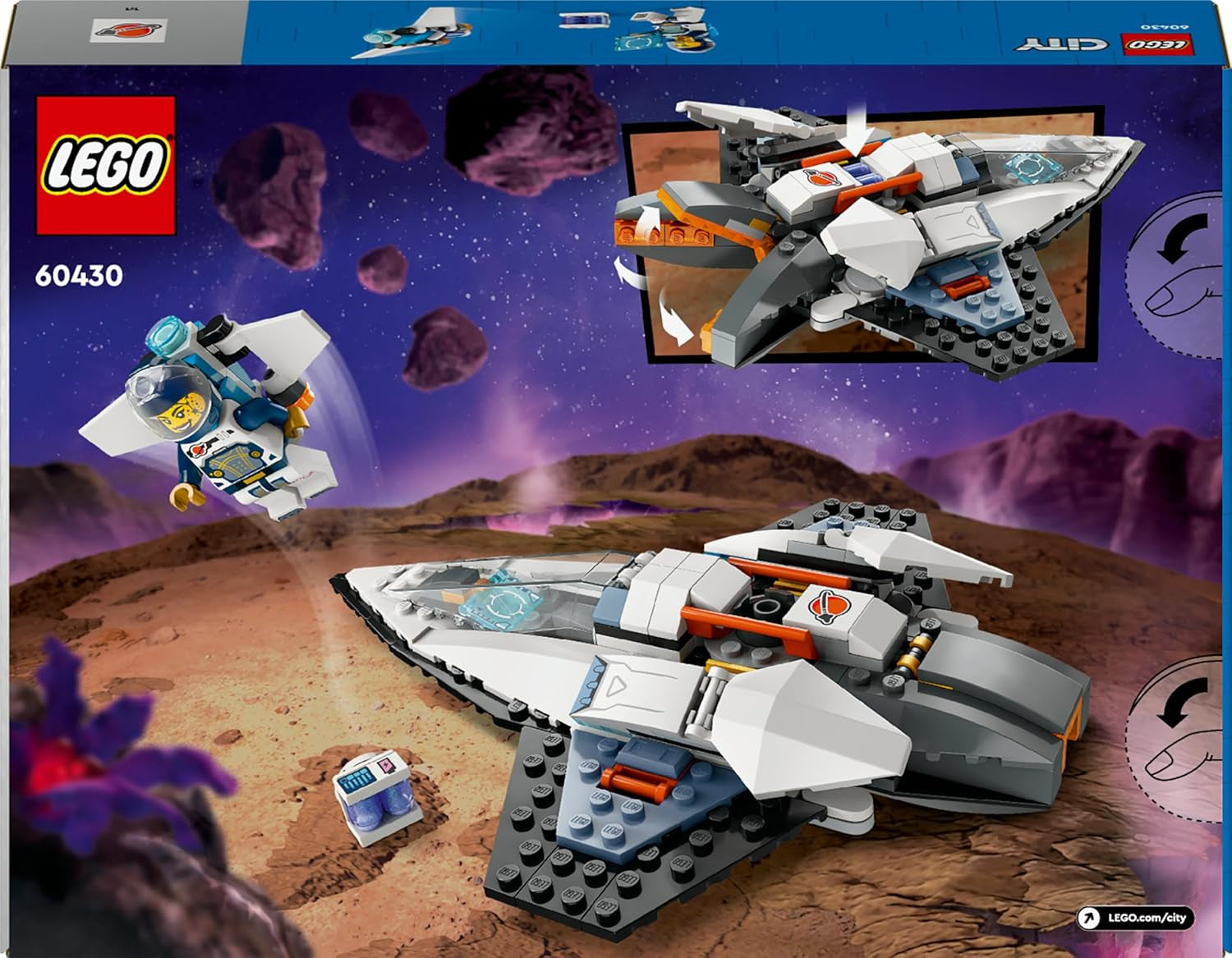 LEGO City Raumschiff, Weltraum-Spielzeug s raketoplánem pro děti v Baen, Jungen und Mädchen ab 6 Jahren, Set s astronautem-figurka 60430