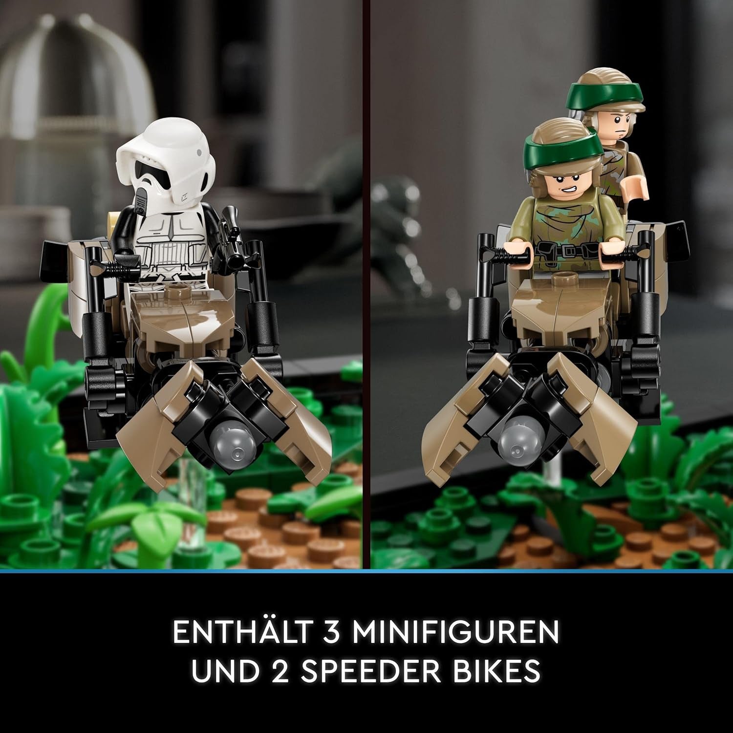 LEGO 75353 Star Wars Pursuit on Endor - Sada diorámat, Návrat Jediho s Lukem Skywalkerem, Princezna Leia & Scout Trooper a Speeder Bikes, Stavebnice 40. výročí Besuche den LEGO-Store
