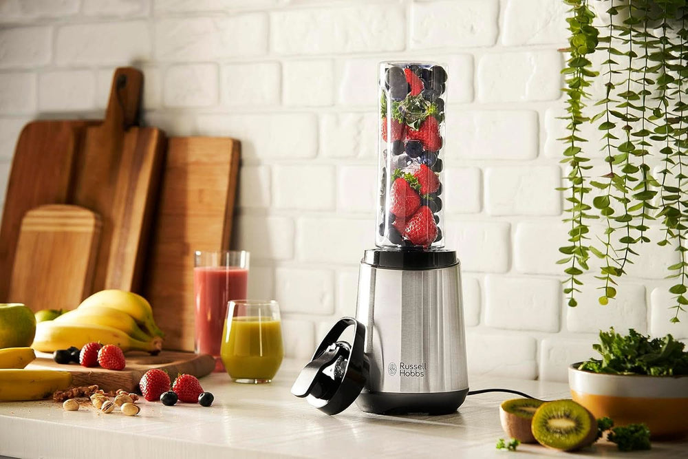 Mixér Russell Hobbs – Stojanový mixér a Smoothie Maker na spuštění [23 500 U/Min Power-Motor] Inkl. 1X Mixbehälter 600 ml (Bpa-Frei, Spülmaschinen- & Bruchfest Inkl. Deckel) Zerkleinerer, Edelstahl, 23472-56 Kitchen Naty Shop