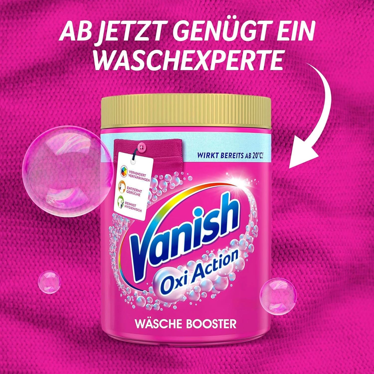 Vanish Oxi Action Powder Pink - 1,125 Kg - prášek na odstranění skvrn a zlepšení prádla bez chlóru - na barevné prádlo Prací prostředky Naty Shop