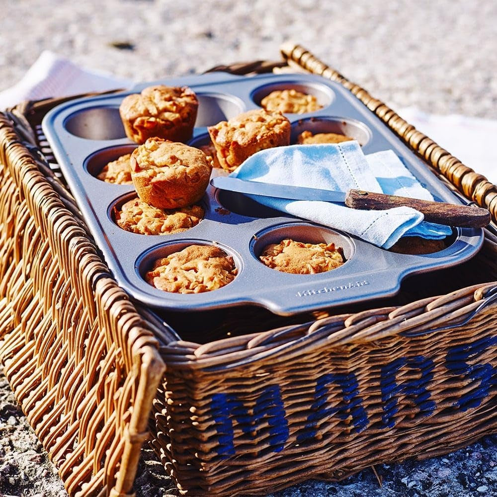 Kitchenaid hliníkové plechy na pečení Plech na muffiny Nepřilnavý do trouby Vhodné do myčky na nádobí Šedé Naty Shop pekáče a plechy