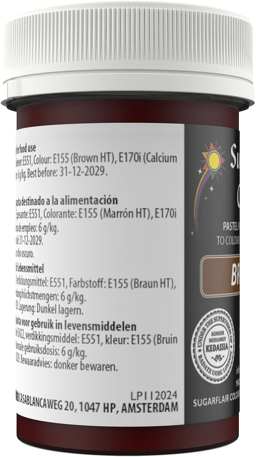 Pastă de colorant alimentar Sugarflair maro, colorant alimentar pastelat foarte concentrat pentru cremă de unt, pastă de zahăr, glazură regală, decorațiuni pentru torturi și multe altele! Colorant alimentar vibrant! - 25 g