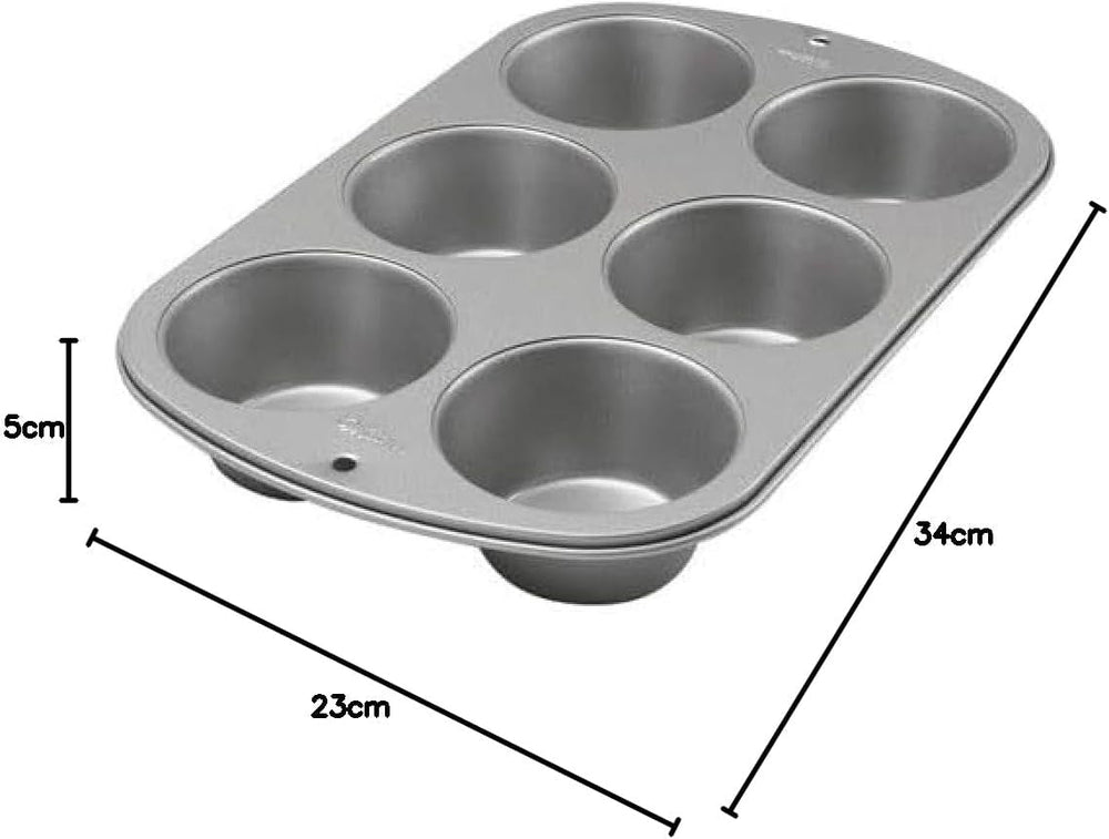 Wilton 445291 445291 Forma na muffiny Jumbo, nepřilnavý povrch, 6 otvorů, 4,5 x 22,2 x 34,2 cm, ocelové formy a plechy na pečení Naty Shop