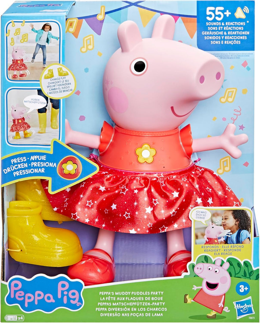Păpușa Peppa Pig Peppa'S Mud Puddle Party - versiune germană, roz sau roz Papusi Naty Shop