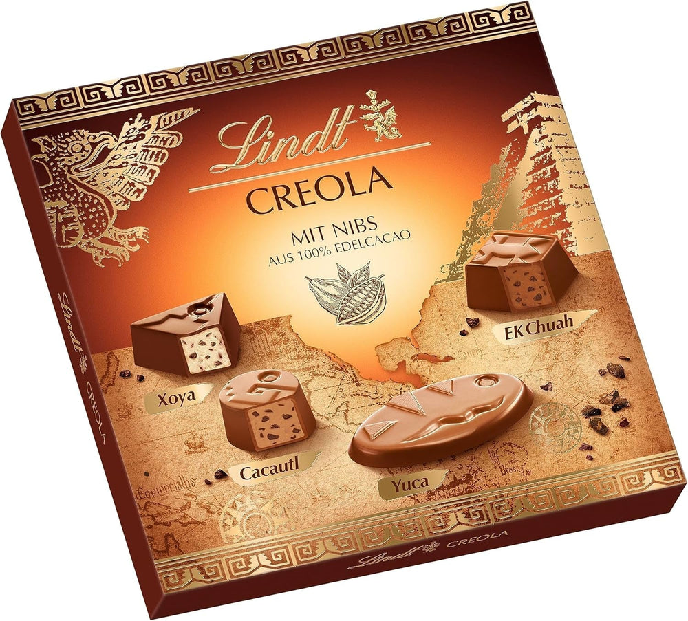 Lindt - Praline Creola, 15 čokoládových bonbonů ve 4 lahodných sortimentech, bez alkoholu, 165 gramů Čokoládové bonbony Naty Shop