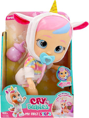 CRY Babies Dreamy Interaktive Puppe Hilf Dreamy bei ersten Schritten – sie gibt über 10 Laute and Reaktionen von Sich and cann leuchtende LED-Tränen weinen. Kinder ab 3 Jahren.