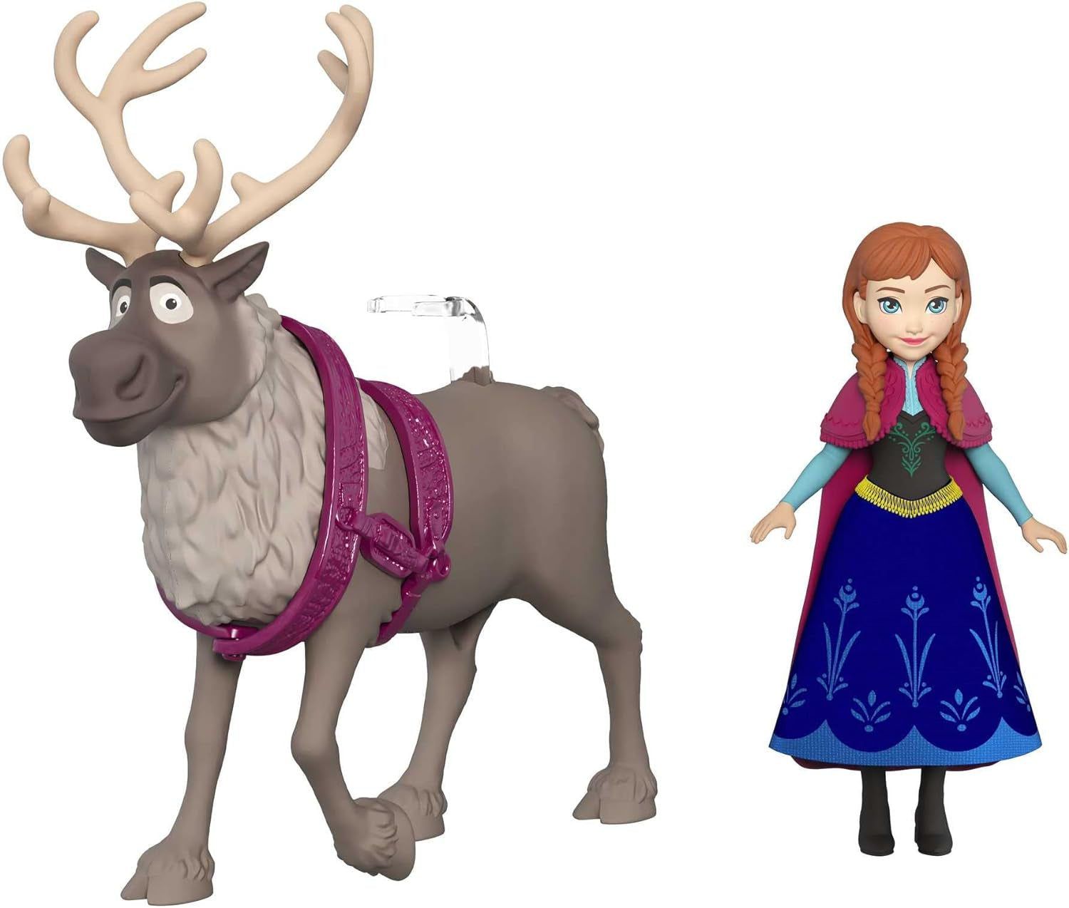 Mattel DISNEY The Ice Queen Anna & Sven - păpușă și figurină animal, inspirată de personajele animate, membre mobile, fustă și pelerină detașabile, pentru copii de la 3 ani, HLX03 Papusi Naty Shop