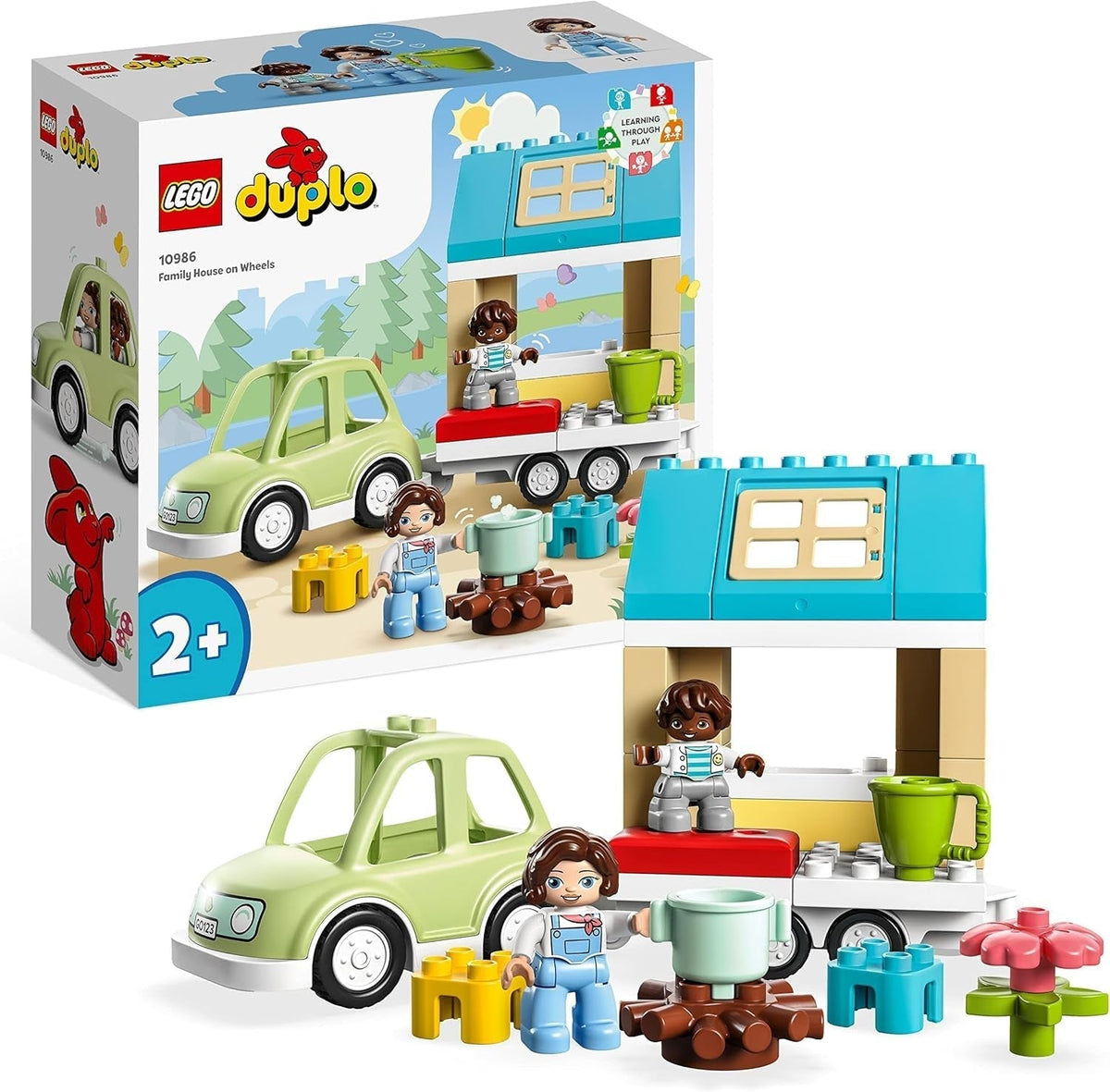 LEGO 10986 DUPLO Doma na kolech, autíčko s velkými kostkami, figurkami a autíčkem pro chlapce a dívky od 2 let, rozvíjí jemnou motoriku Stavebnice Besuche den LEGO-Store Singur