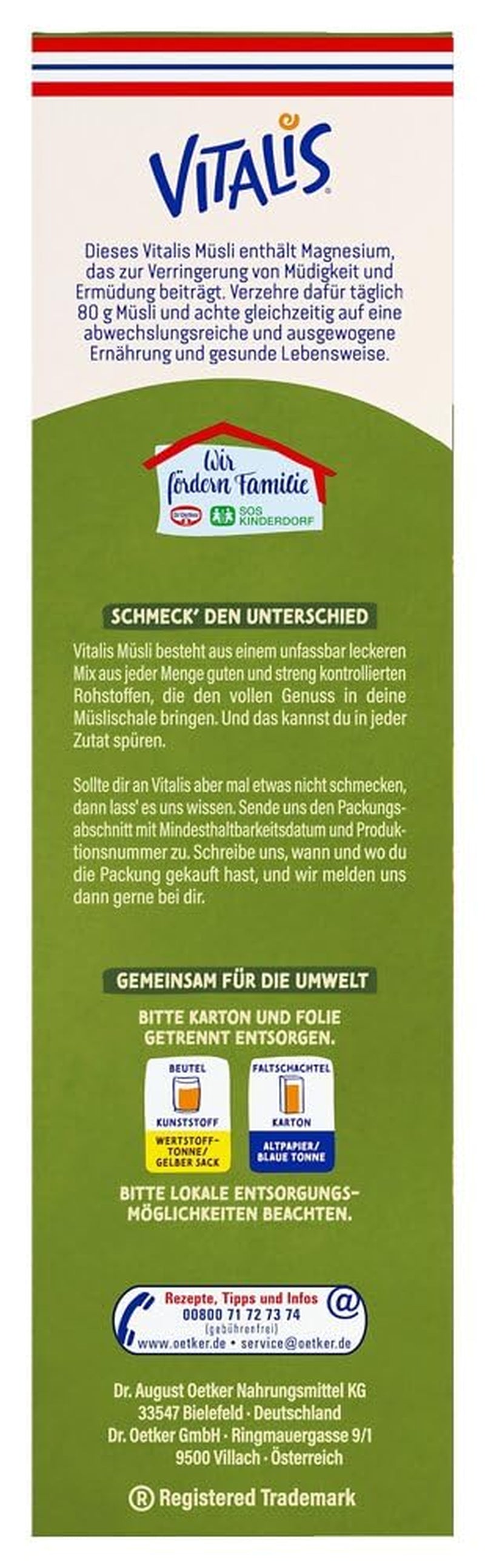 Oetker Vitalis klasické křupavé müsli: velké balení křupavého snídaňového müsli s rozinkami, 1 balení, 1,5 kg