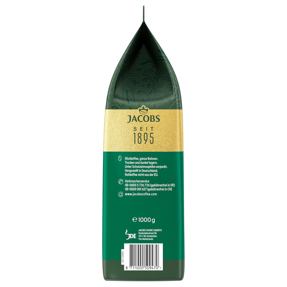 Jacobs Krönung Crema, Cafea boabe întregi, pachet de 4 (4 x 1000 g)