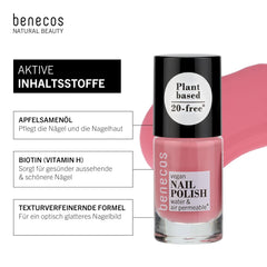 Benecos 20-Free Vegan Nail Polish Bubble Gum - bylinný lak na nehty - rychle schnoucí a dlouhotrvající - propustný pro vodu - obohacený o biotin - 5 ml