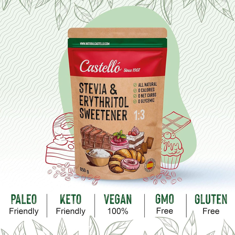 Stévie + Erythritol 1:3 sladidlo, 1G = 3G cukr, 850 gramů Sladidla Naty Shop