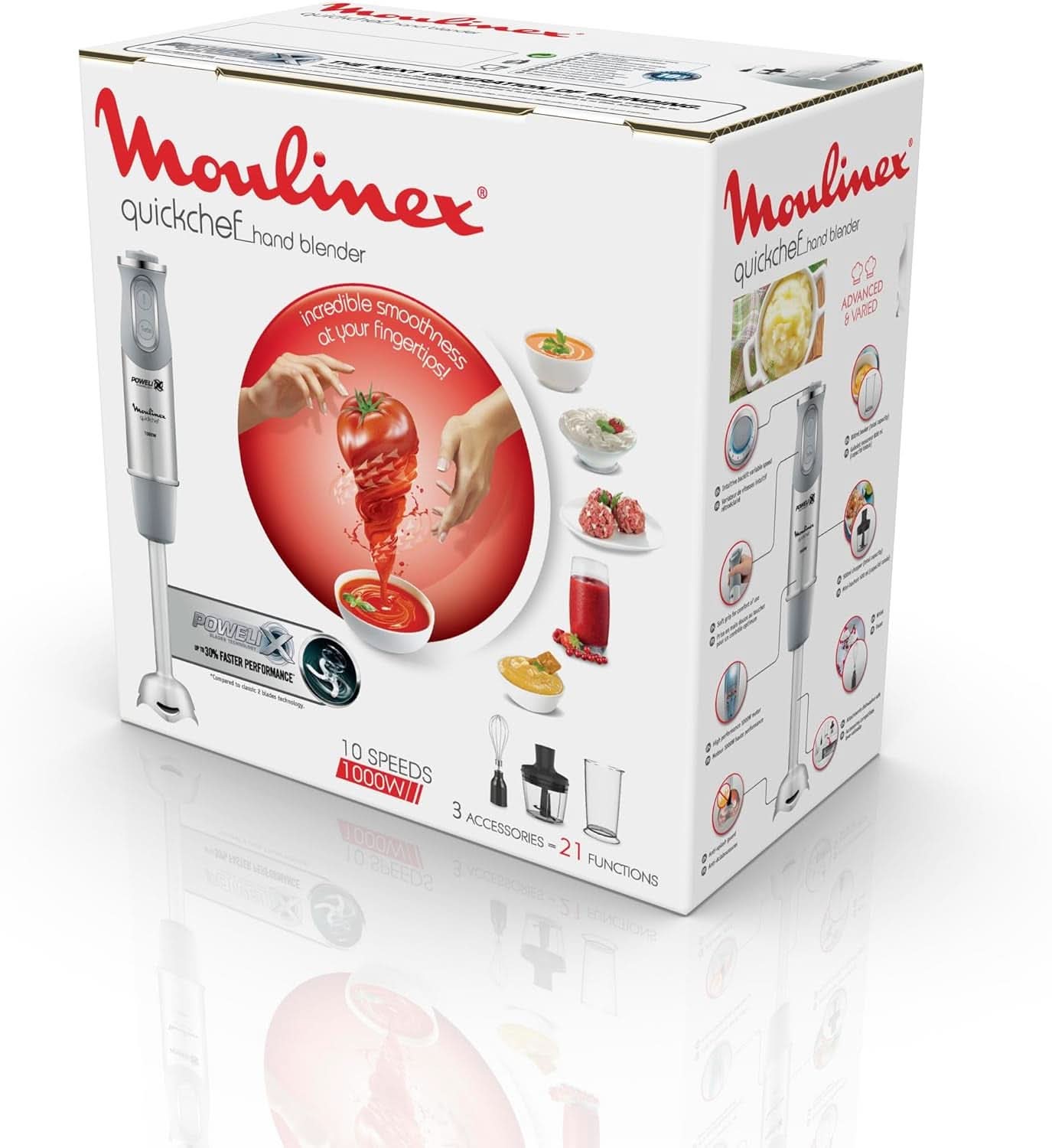 Quick Chef Quickchef – Stabmixer Mit 3 Zubehör, Edelstahl, 10 Geschwindigkeiten, 1000 W Mother and Child Naty Shop