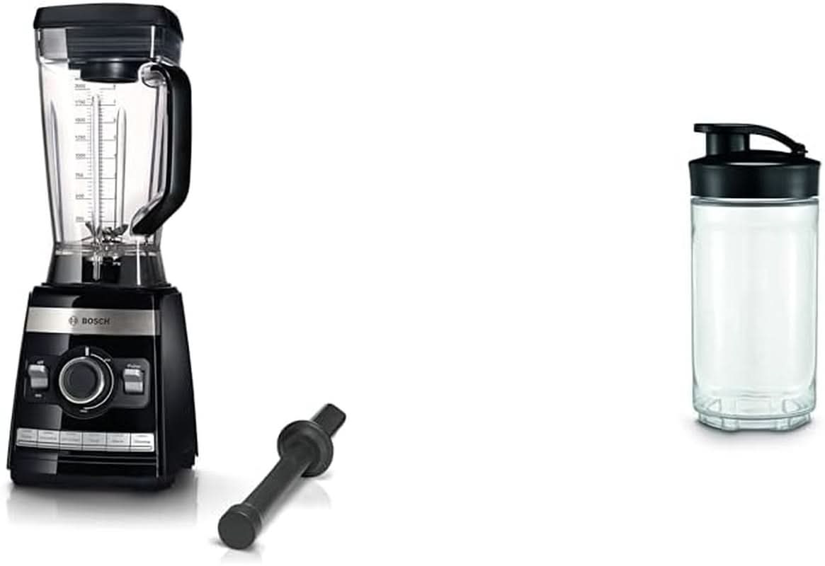 Bosch Standmixer Vitaboost MMBH6P6BDE, 6-Klingen-Edelstahlmesser, 2,5L Tritan-Mixbehälter, Stopfer, 6 Automatikprogramme, Rezeptbuch, Bpa-Frei, Einfache Reinigung, 45 000 U/Min, 1600 U/Min. 6 Automatikprogramme Deutsches Rezeptbuch