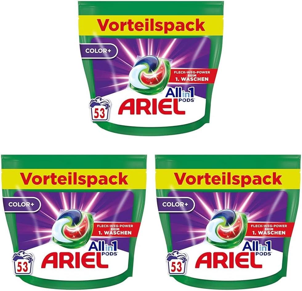 Ariel Allin1 PODS, tekutý prací prostředek v kapslích Colour+ 53 praní, vynikající odstranění skvrn při prvním praní Prací prostředky Rufe Naty Shop 3 x 53 kapslí Klasický model