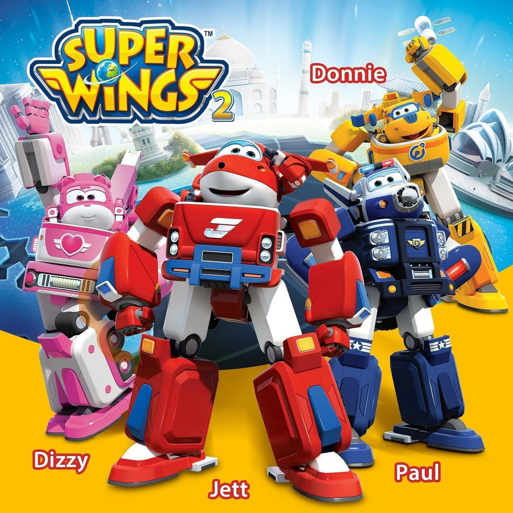 SUPER WINGS - VEHICUL ROBOT CONVERTIBIL "PAUL'S CRUISER" 18 Cm + 1 FIGURĂ 5 Cm - Mașină și avion de jucărie Transform-A-Bots din serialul animat - Jucării pentru copii peste 3 ani Action figures Naty Shop