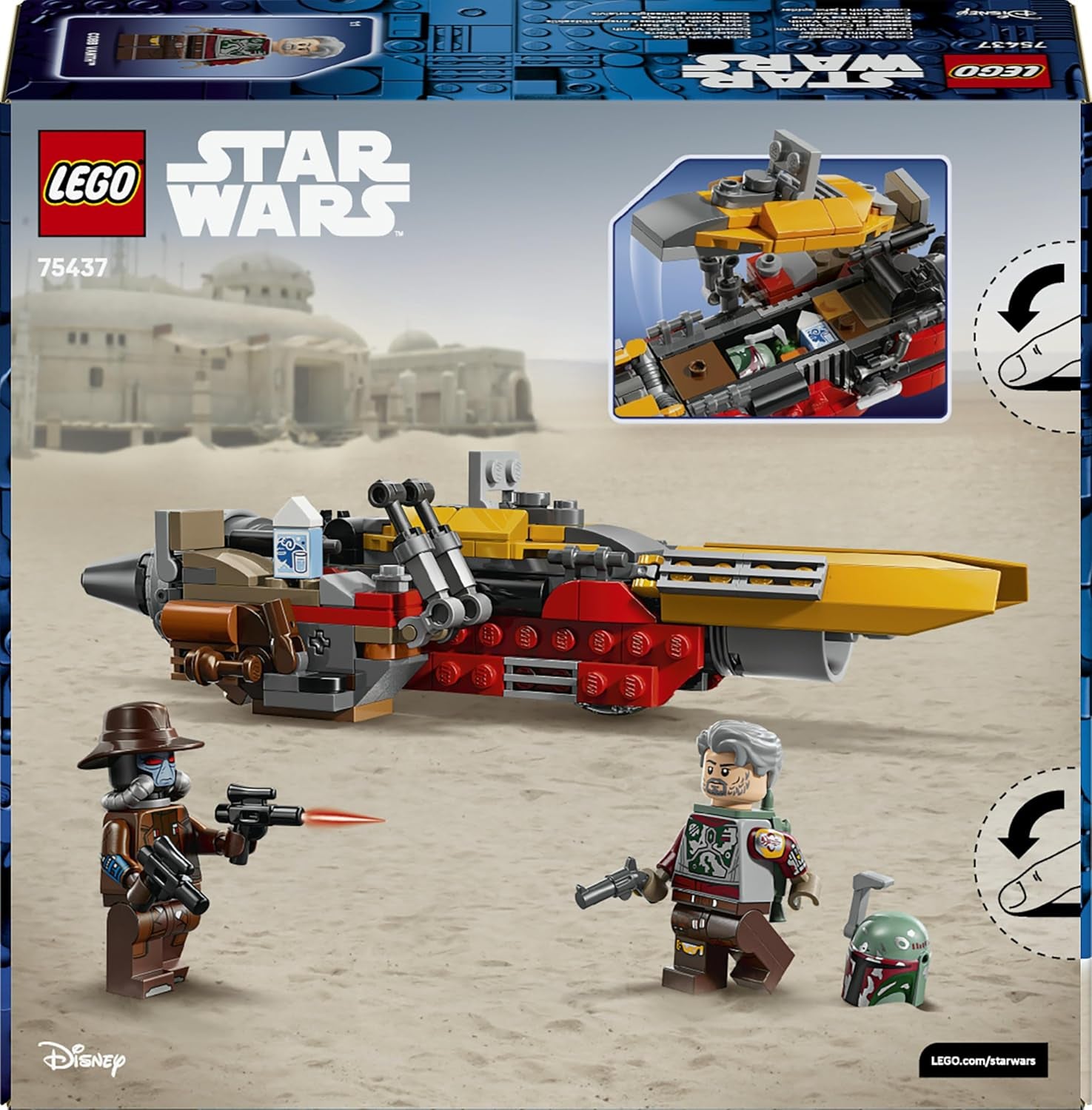 LEGO Star Wars 75437 Cobb Vanths Speeder - vč. Cobb Vanth & Cad Bane Minifiguren sowie Blaster & Jetpack - Geschenk für Jungen ab 7 Jahren und Fans von The Mandalorian