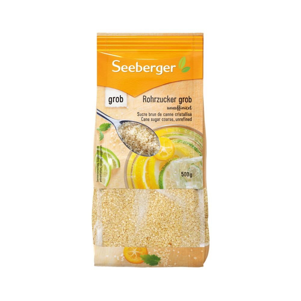 Seeberger Rohrzucker Grob 5Er Pack: Vollrohrzucker Besonders Aromatisch - Ideal Für Cocktails Und Zum Backen - Grob - Unraffiniert, Vegan (5 X 1 Kg) Sladidla Naty Shop 500 G (12Er-balení)
