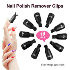Hanyousheng Nagellackentferner Clips, Nagel Clips,10 Stück Schwarz Nagelclips, Nagel Klammer, Nails Art ​Gel Cap, Soak off Clip Cap UV Gel Poliermittel Entferner Wrap Nail Tool