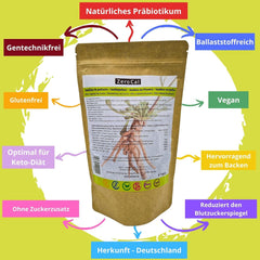 Zerocal - Inulinový prášek z čekanky-wurzel 500 G | Inulin Mit Hohem Ballaststoffgehalt | 100% vegan a bez lepku | Herkunft Deutschland Sweeteners Naty Shop