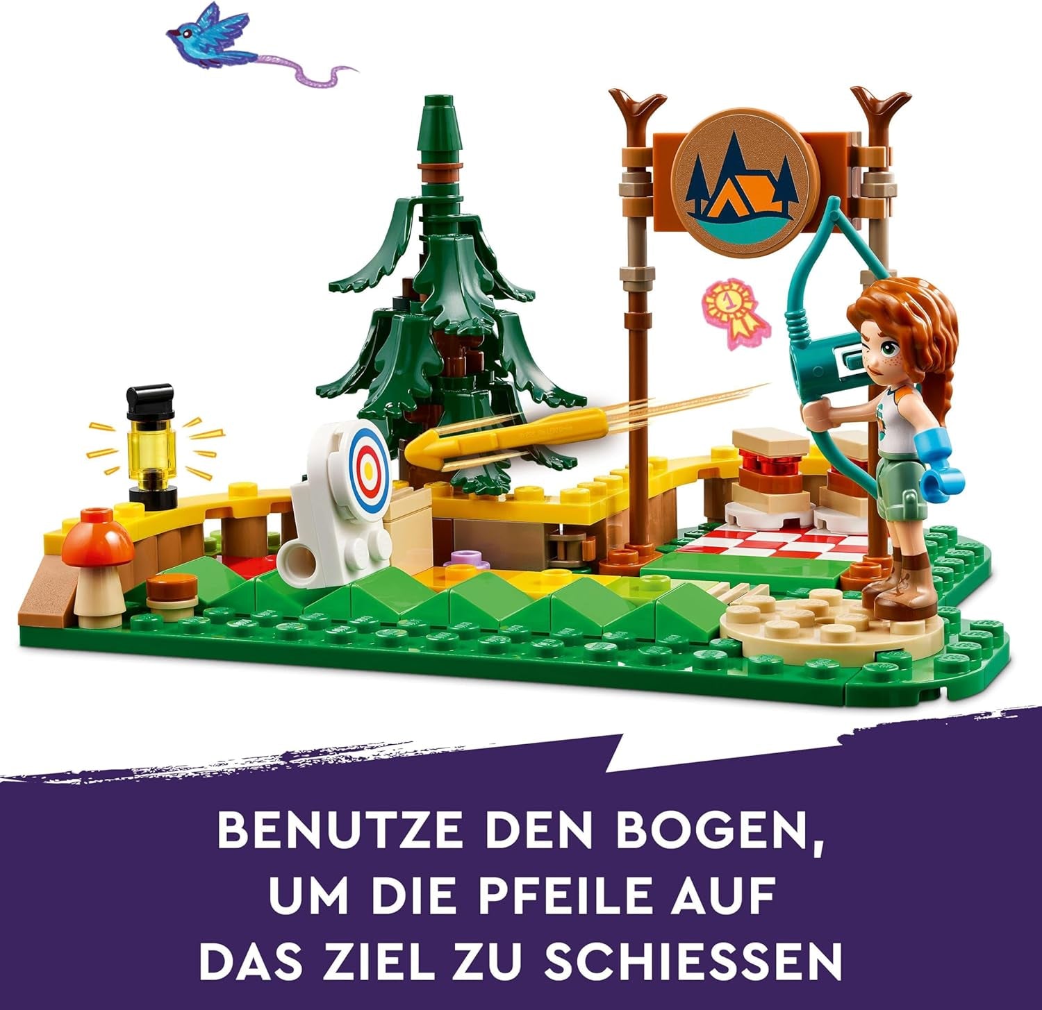 LEGO Friends Lukostřelba v dobrodružném táboře Dětská stavebnice s lukem a šípem, 2 figurkami a umyvadlem, pro dívky a chlapce Věk 6+ 42622 Stavebnice Besuche den LEGO-Store