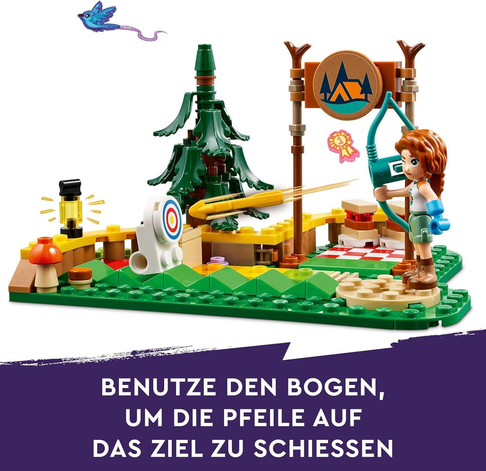 LEGO Friends Lukostřelba v dobrodružném táboře Dětská stavebnice s lukem a šípem, 2 figurkami a umyvadlem, pro dívky a chlapce Věk 6+ 42622 Stavebnice Besuche den LEGO-Store