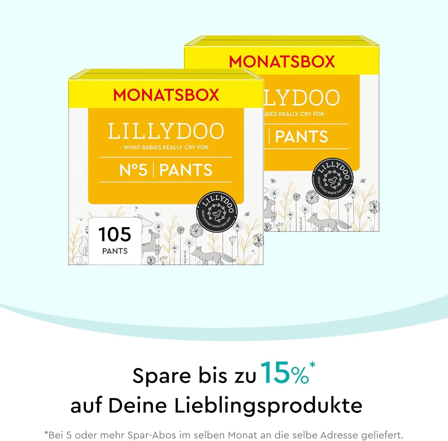 LILLYDOO Skin Friendly Pants Velikost 5 (12-17 kg) Měsíční balení (105 kusů)