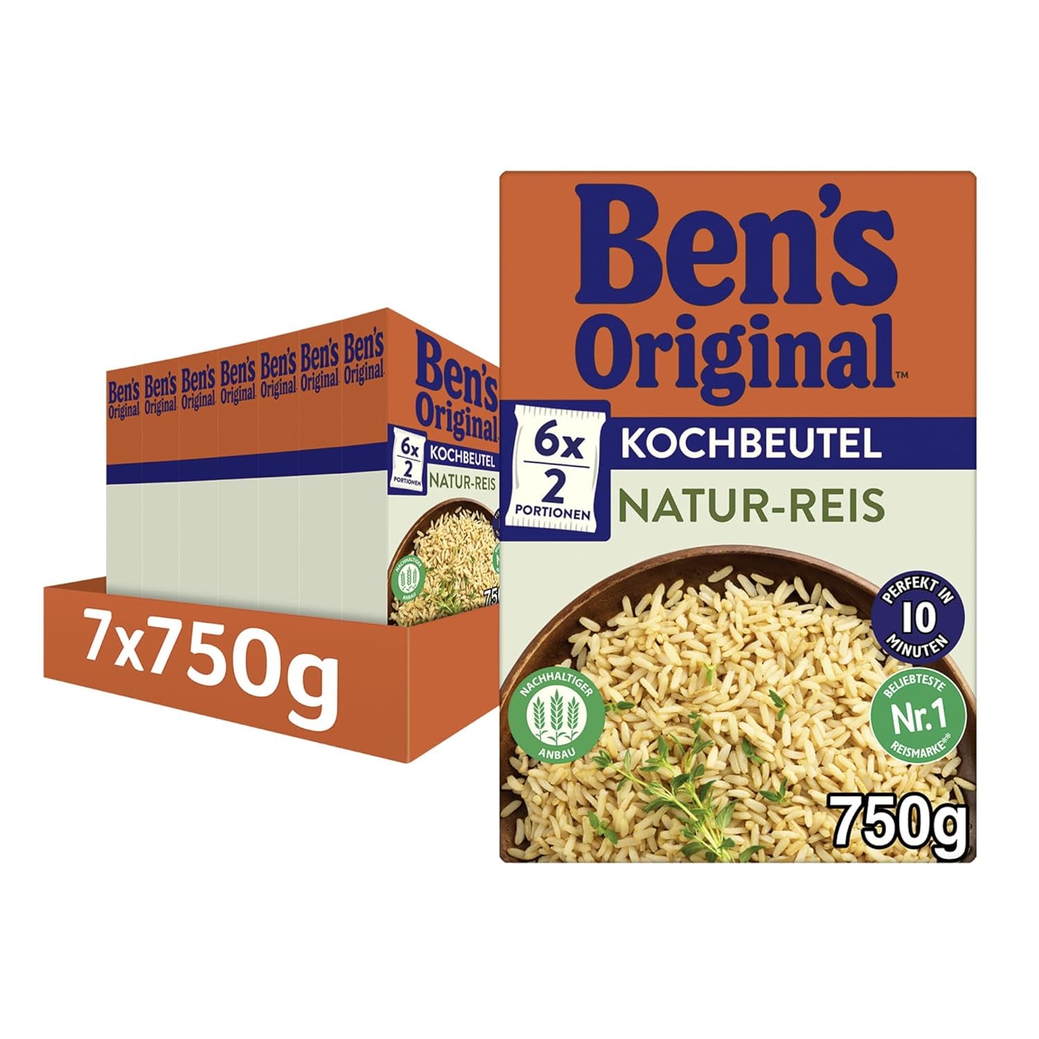 BEN'S ORIGINAL™ natural rýže v sáčku, 9 x 500 g