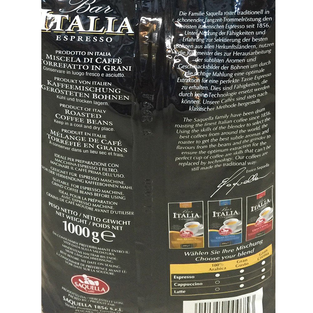 Kafffe, Bar Italia Espresso, gran cremă (1 kg, pungă), pachet de 1