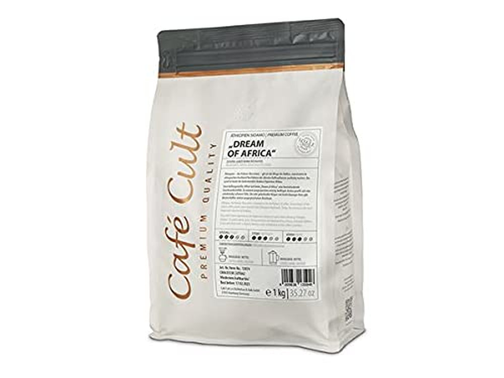 2 x NOU ® Cafea etiopiană Sidamo „Visul Africii” în pungi de 1 kg, boabe întregi = 2 kg