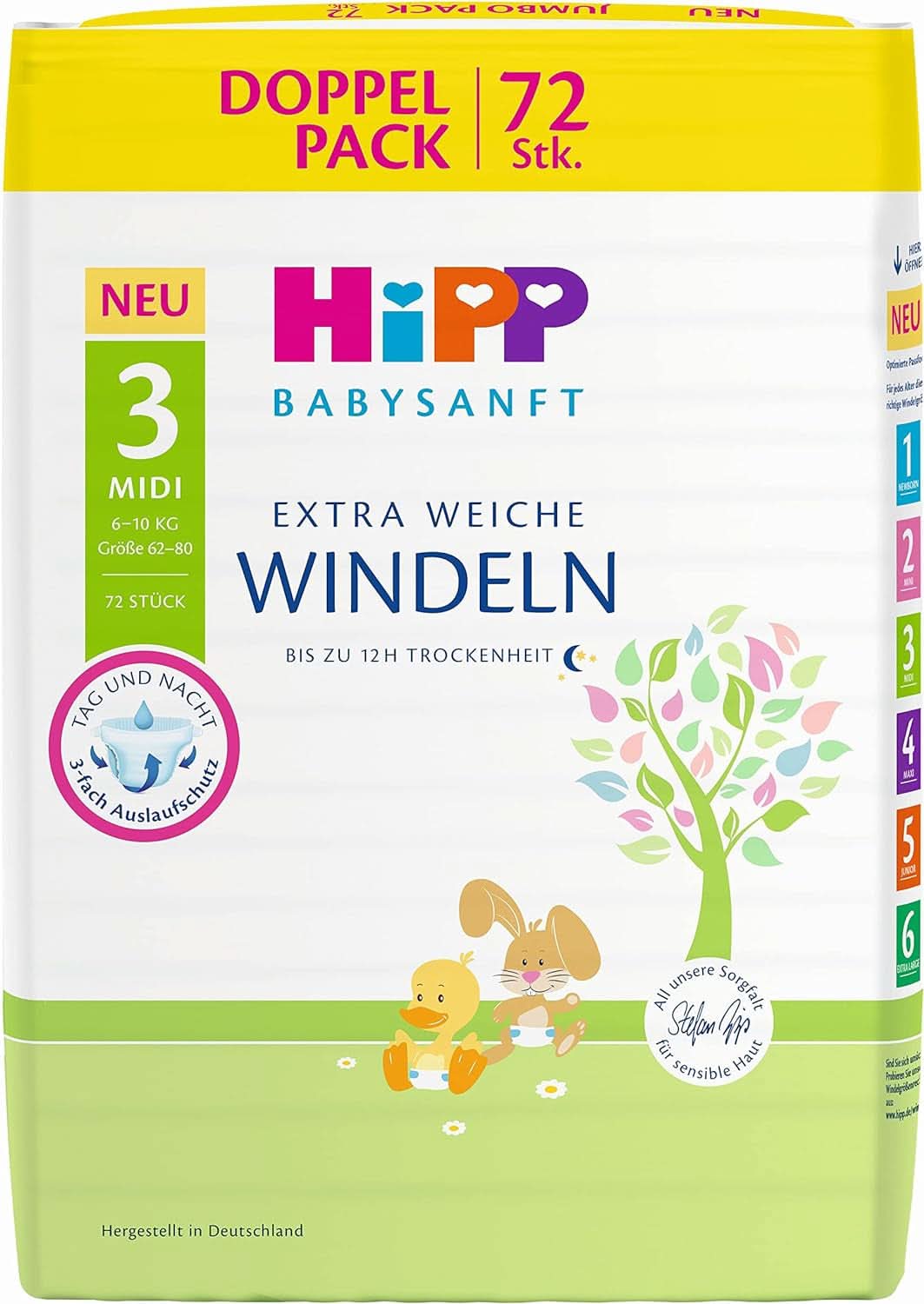 Hipp Babysanft scutece Newborn 1 Carry, pachet de 3 (3 x 24 bucăți) Naty Shop