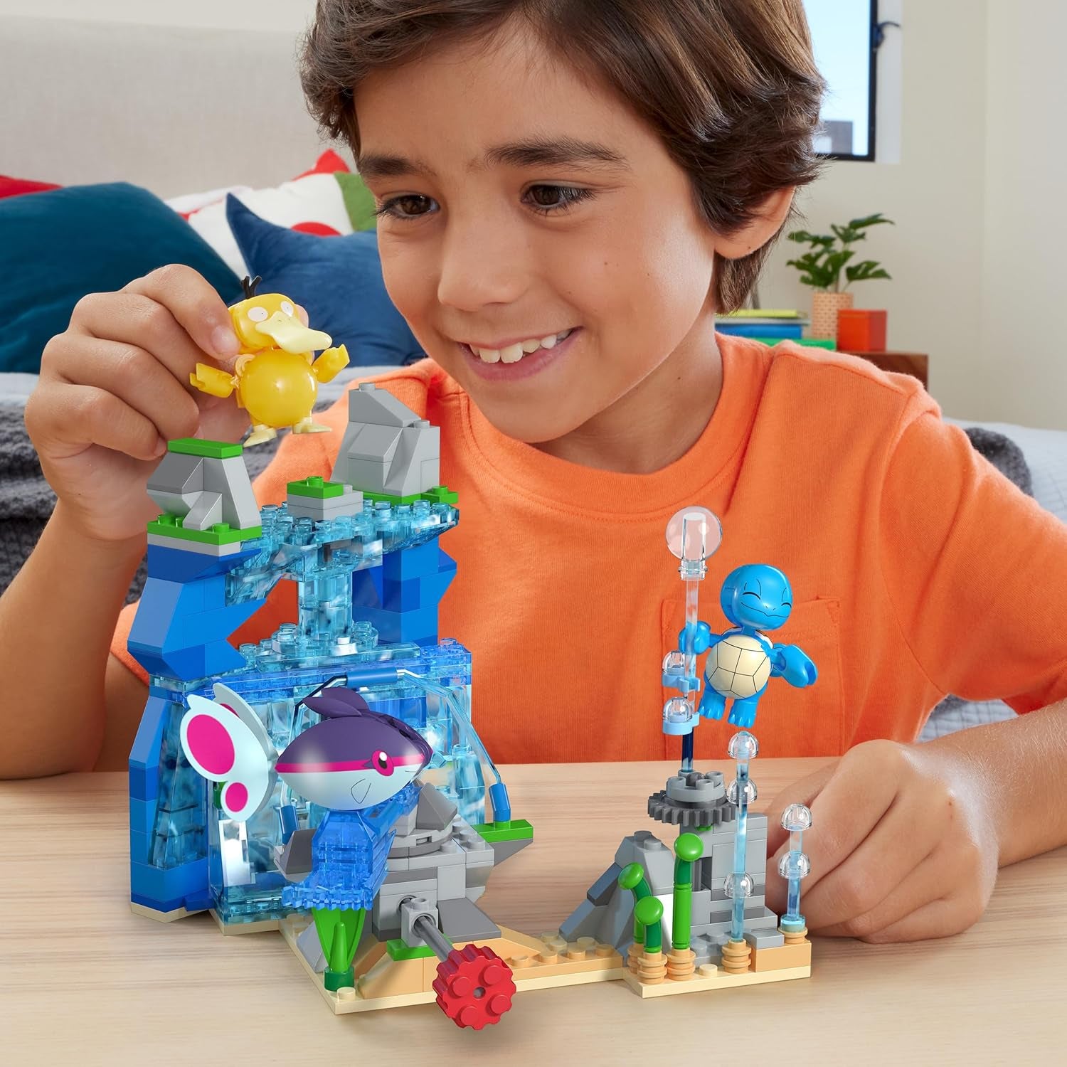 MEGA Pokémon Action Figure-Bauspilzeug, Wasserabenteuer mit 319 Teilen und Beweglichem Schiggy, Enton und Finneon, für Kinder, HXF79