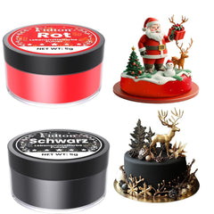 Colorant alimentar pudră - 2 culori colorant alimentar solubil în apă ultra concentrat, colorant alimentar pentru fondant, coloranți alimentari, macarons, copt, colorant alimentar roșu și negru - 5 g