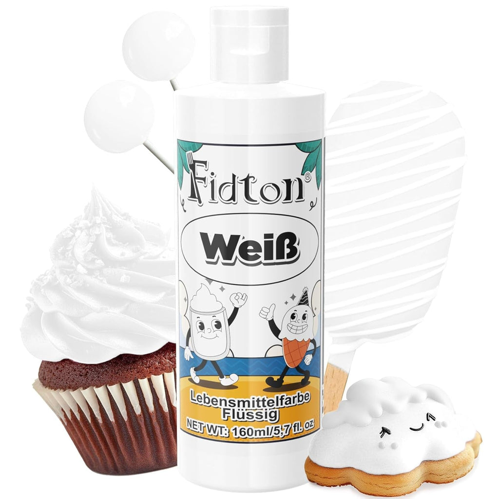 Lebensmittelfarbe Gel - Fidton 12 Farben Hochkonzentrierte Lebensmittelfarben, Food Coloring Set Für Lebensmittel Farben, Fondant, Essbare Tortendeko, Eier Färben, Backen, Glasur, Makronen - 6 Ml Naty Shop 160 Ml (1Er Pack) Weiß