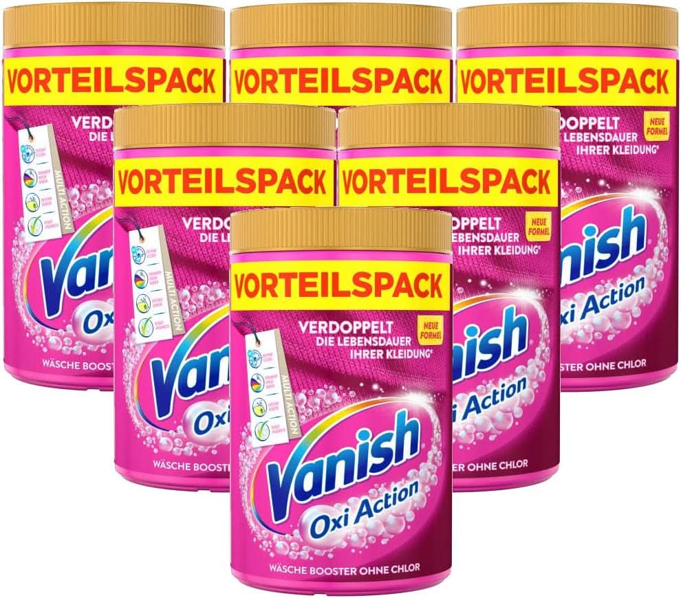 Vanish Oxi Action Powder Pink - 1 X 1,65 Kg - prášek na odstranění skvrn a zlepšení prádla bez chlóru - na barevné prádlo Prací prostředky Naty Shop Set 6 x 1,65 Kg