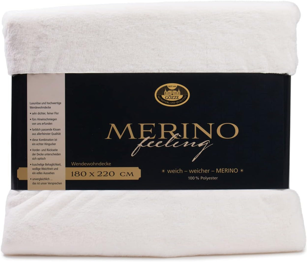 Gözze - Pătură confortabilă, Reversibilă, Densitate mare 600 G/M², 150 X 200 Cm - Verde închis Paturi si Cuverturi Besuche den GÃ¶zze-Store Lână albă 180 X 220 Cm