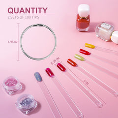 100 Stück Nail Art Tips Ring Stick,Nagelspitzen Nagel Display Transparente Nägel Kunstspitzen Sticks,Nagelkunst Praxis Für Nagelstudio Und Anfänger Display DIY Nail Art Tips