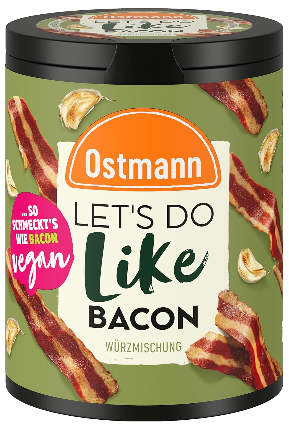 Ostmann Gewürze - Pojďme jako slanina | Bacon-Geschmack für ungewürzte Fleischersatzprodukte | Gewürzsalz für Tofu a vegetariánské/veganské Eintöpfe | 80 g v Metalldose Recyclebar
