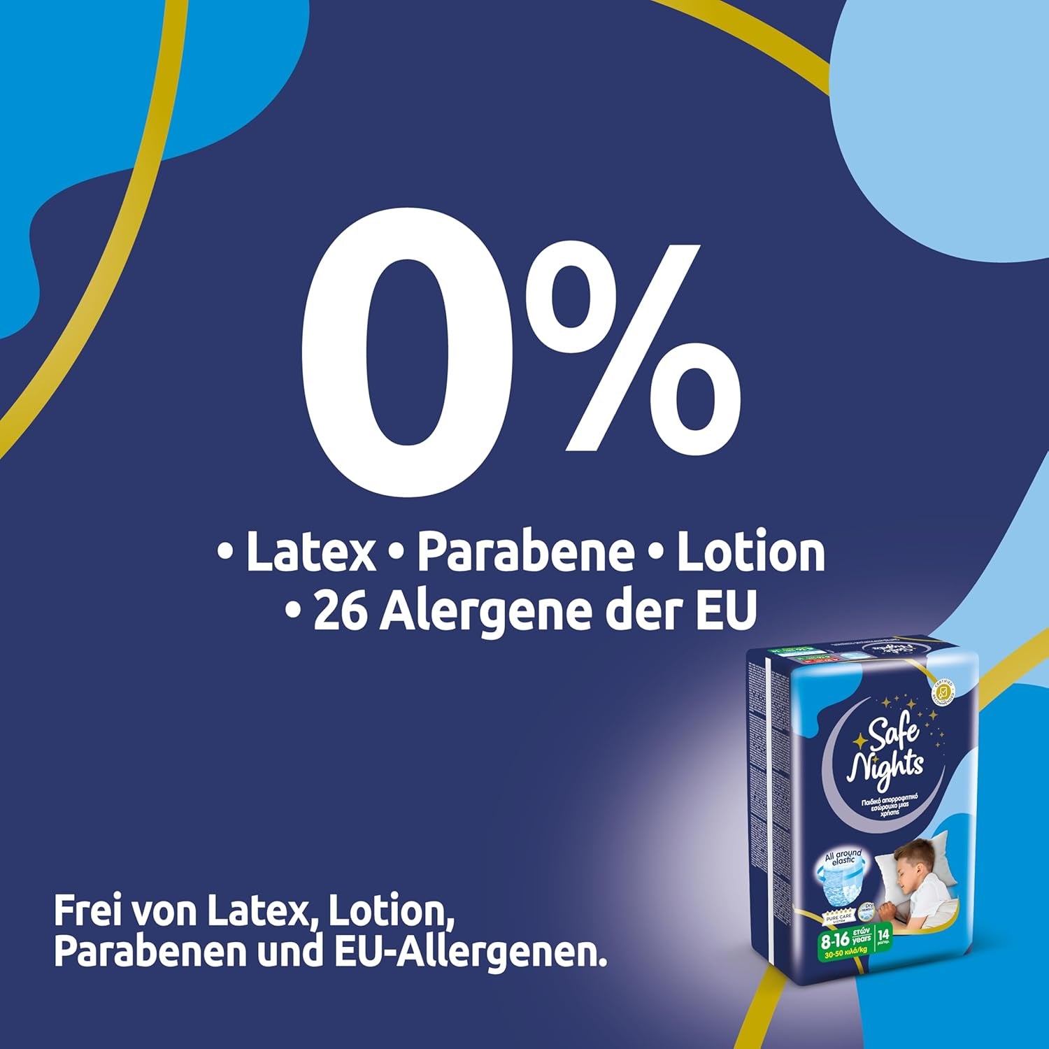 Safe Nights Boy, noční kalhoty pro věk 8-16 let (30-50 kg), 84 kusů