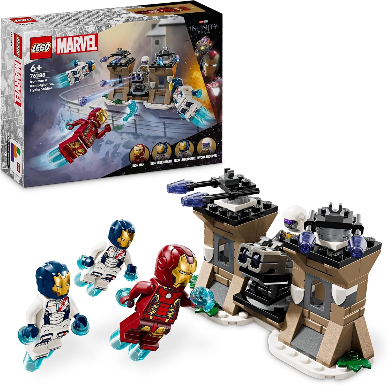 LEGO Marvel Iron Man & Iron Legion vs. Hydra Soldier, stavebnice Avengers, kreativní herní sada pro děti a fanoušky superhrdinů, dárek pro chlapce a dívky 6 let 76288 stavebnice Besuche den LEGO-Store Výchozí název