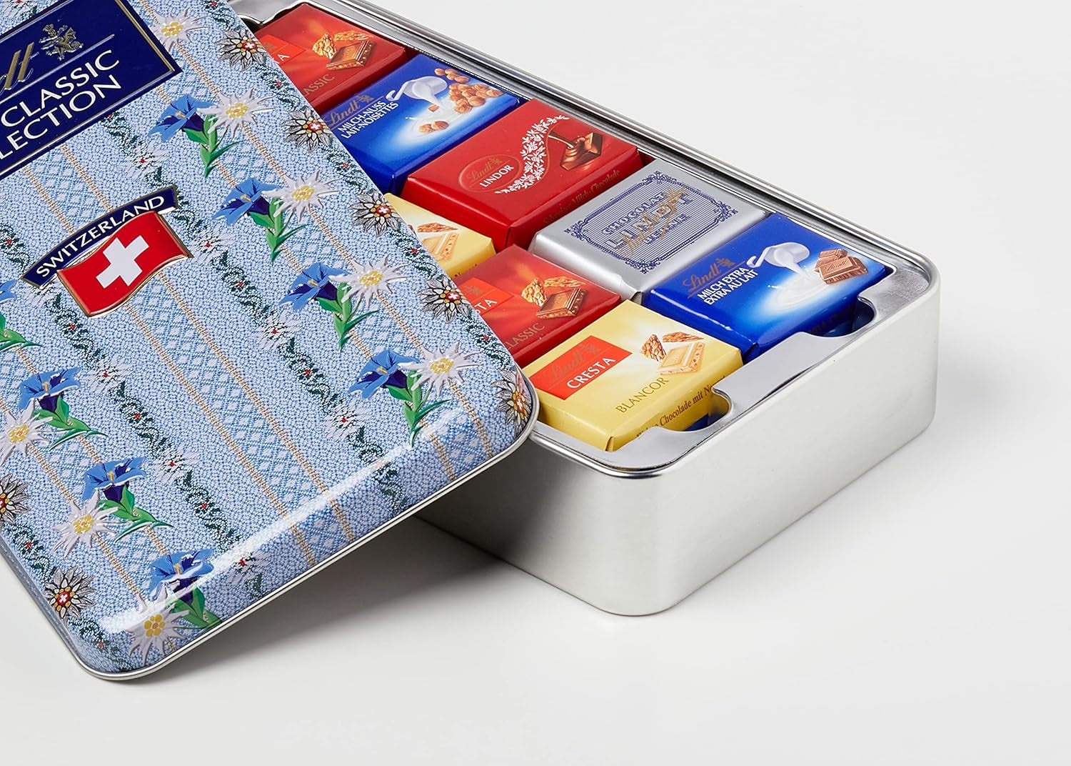 Krabička na čokoládu Lindt Swiss Classic Collection | Tyčinky z mléčné čokolády | Mini čokoládové tyčinky | 185 g | Čokoládový dárek