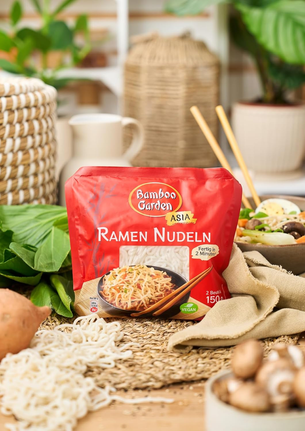 Bamboo Garden - Předvařené nudle Ramen | Připraveno za 2 minuty | Vegani | 300 g v sáčku