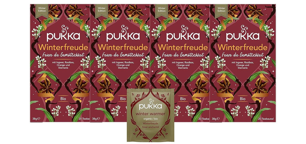 Set de ceai Pukka, ceai cu condimente bio „Cacao Chai”, cacao, scorțișoară, cardamom, rădăcină de cicoare, pentru momente de relaxare, pachet de 4, 80 pliculețe de ceai