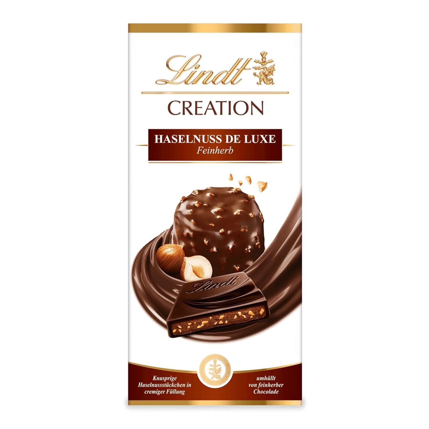 Lindt Chocolate Creation Hazelnut De Luxe Fine Dark, 150 grame Bomboane de Ciocolata Naty Shop 150 grame Haselnuss De Luxe