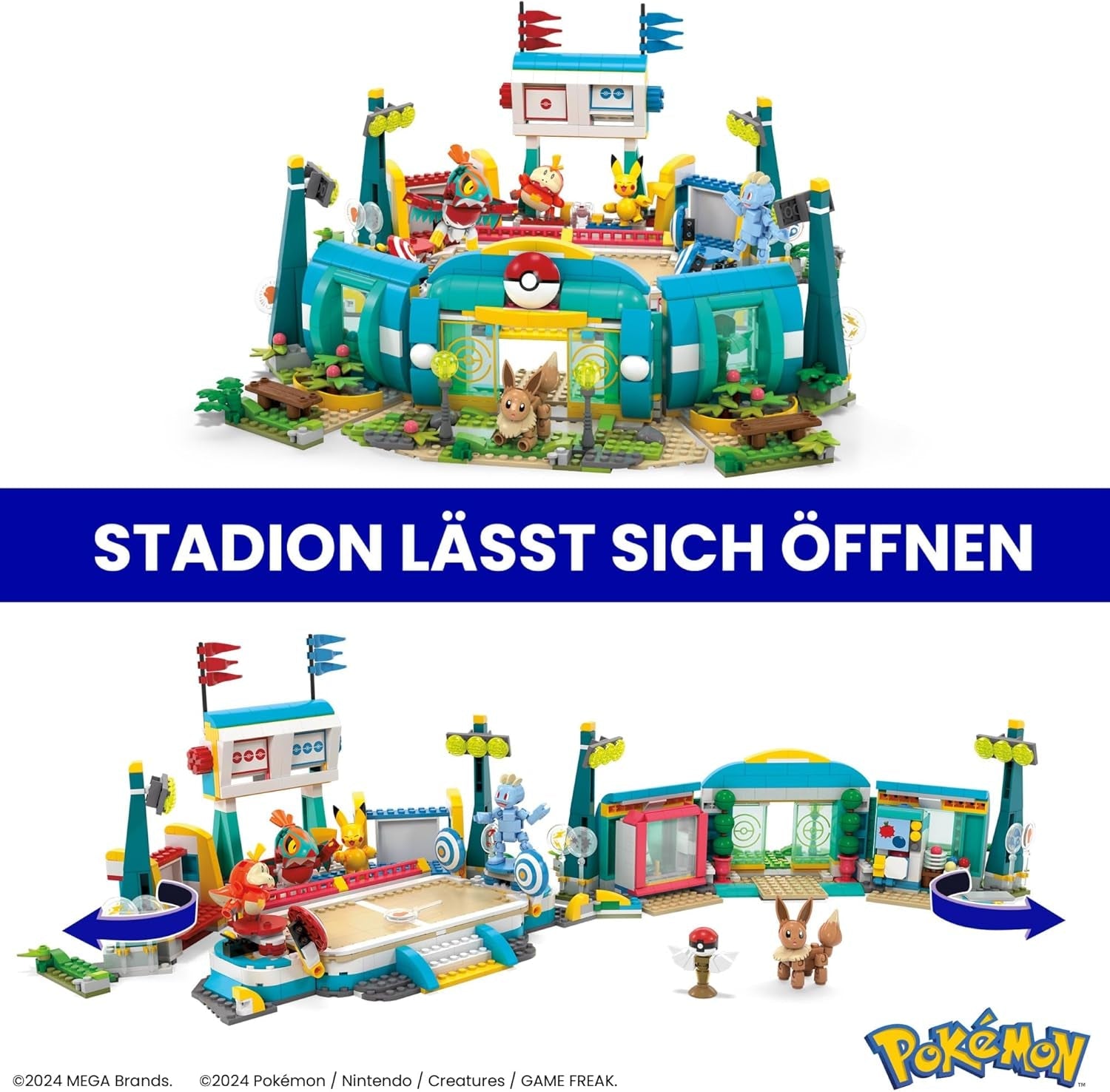Stavebnice MEGA akční figurky Pokémon, 1101 dílků tréninkové arény, bojové hry a 5 pohyblivých figurek pro děti, akční figurky HWR82 Naty Shop