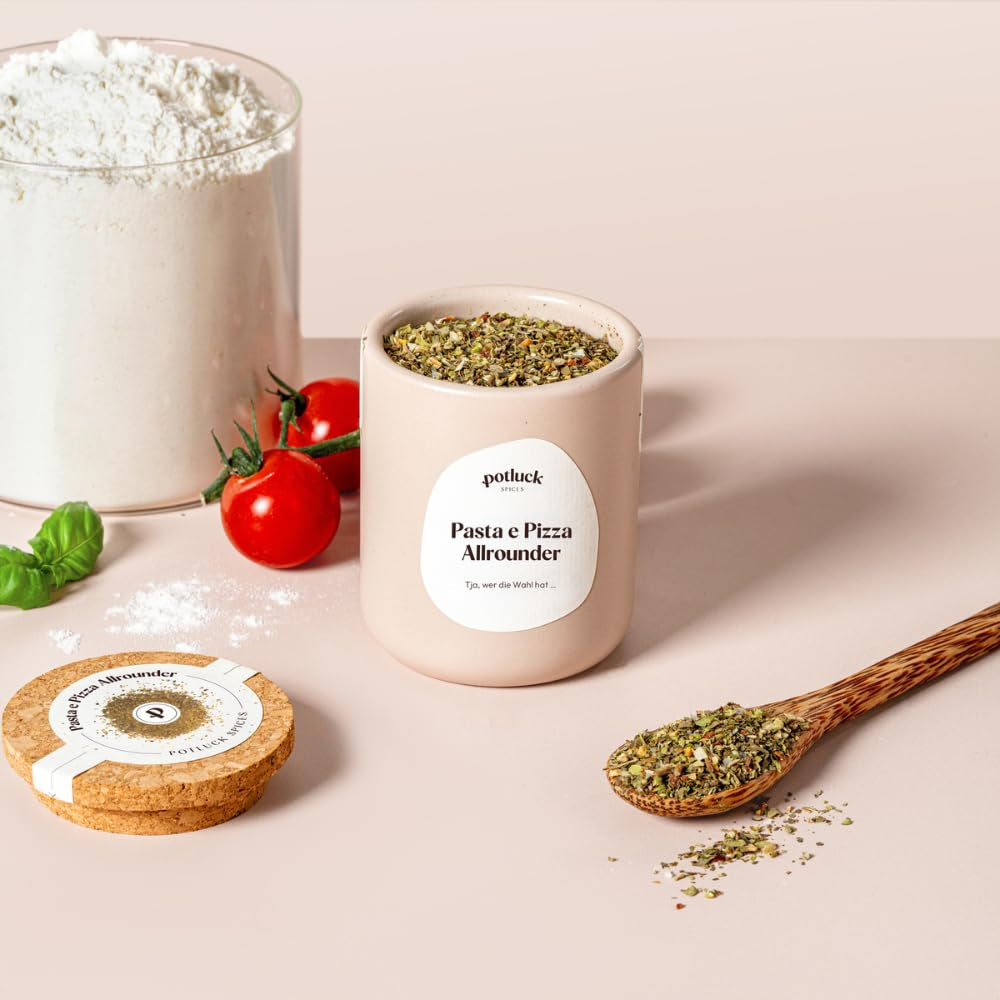Potluck | Těstoviny a pizza Kräuter | Gewürzzubereitung im Keramiktopf | 40 g | Veganské, bezlepkové a s přírodními ingrediencemi