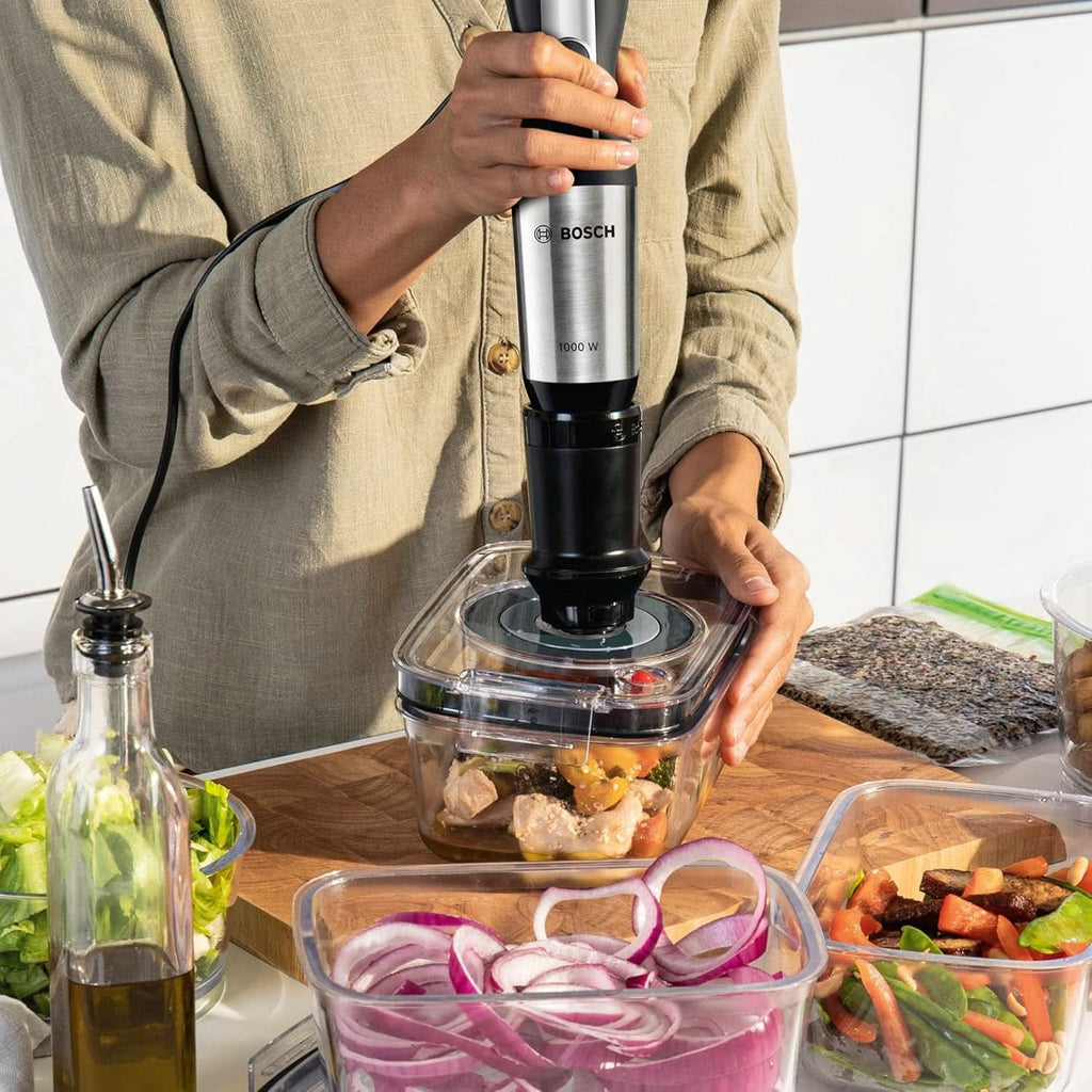 Bosch Ergomixx Style Stabmixer MS6CM61V2, Vakuum-Funktion, Vakuum-Pumpe, Vakuum-Beutel, 4-Klingen-Messer, 12 Stufen, Turbo-Funktion, 1000 W, Schwarz/Anthrazit Mama si Copilul Naty Shop