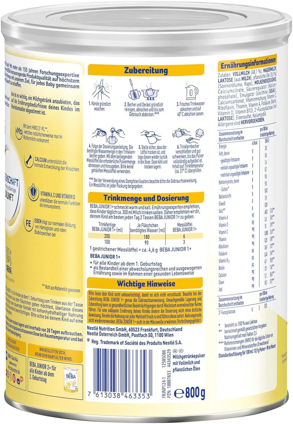 Nestlé BEBA JUNIOR 1, mléčná výživa od 1 roku Matka a dítě Naty Shop